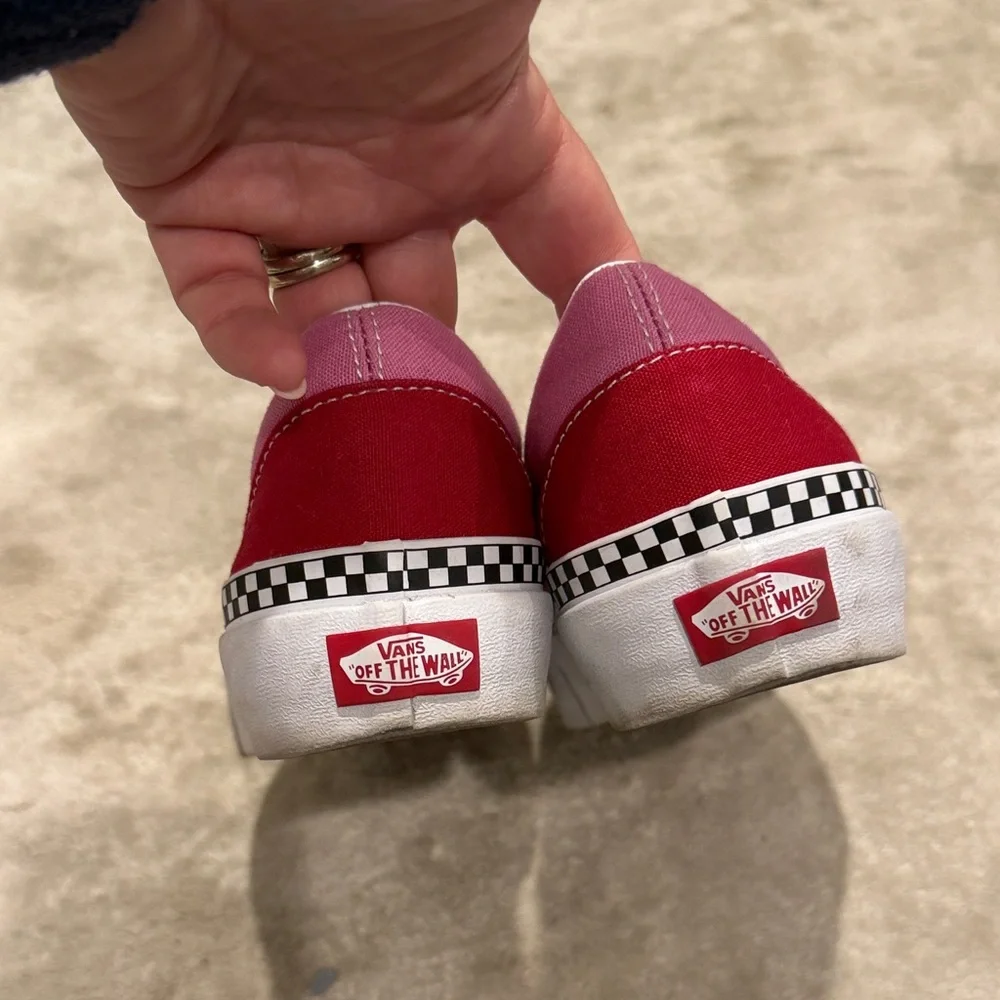 Vans Two-Tone Red and Pink Slip-Ons M 6.5/ W 8 - Picture 2 of 8